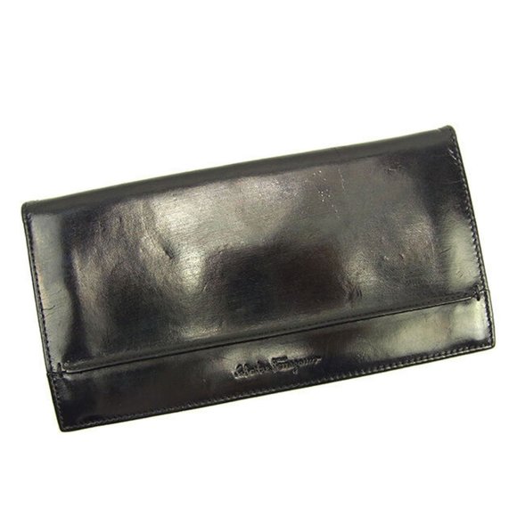 Salvatore Ferragamo Wallet Purse Black Woman unisex Authentic Used Y7508